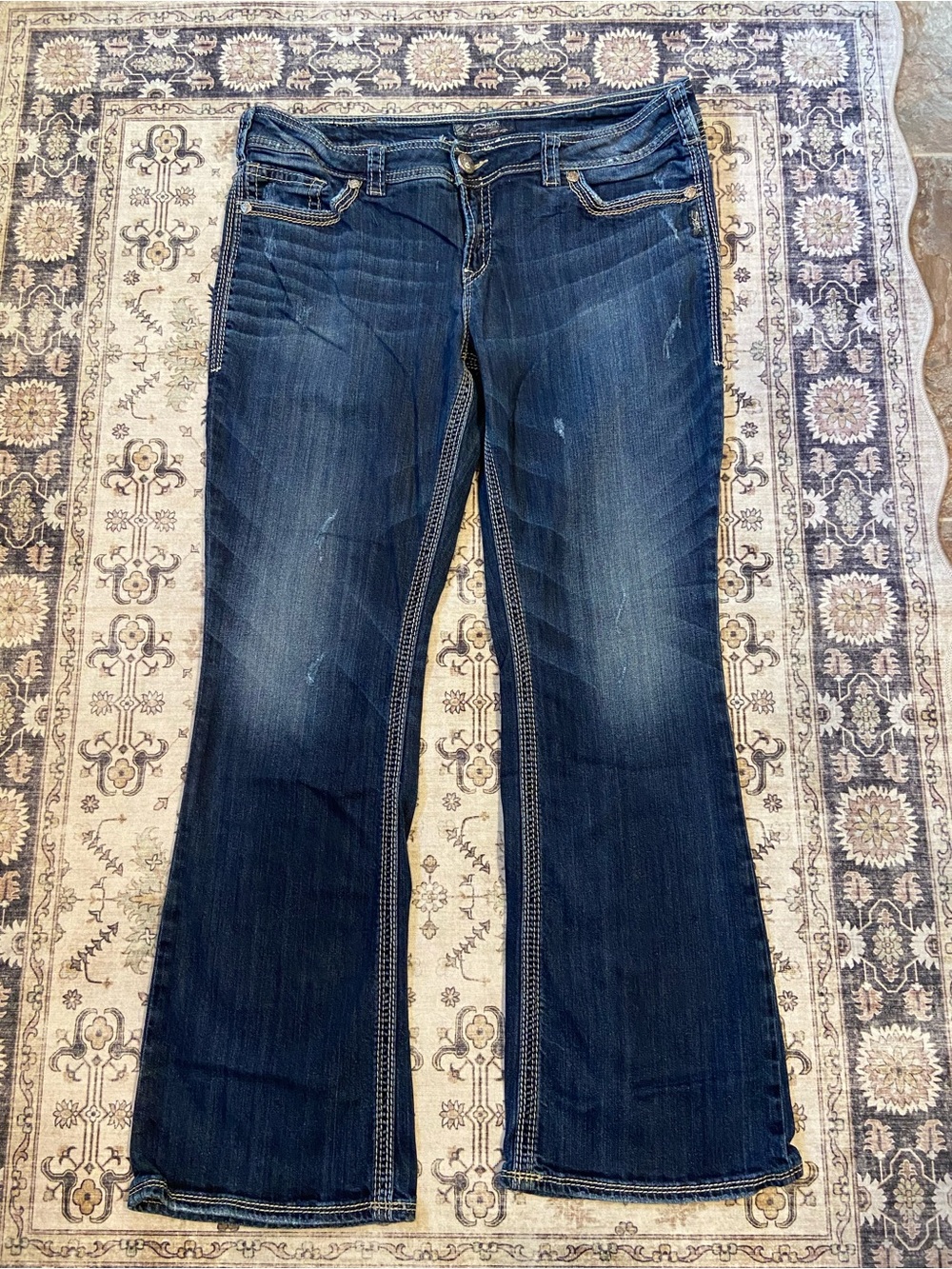 Silver Jeans Suki Surplus Bootcut Jeans Flap Pockets Blue Womens 18
